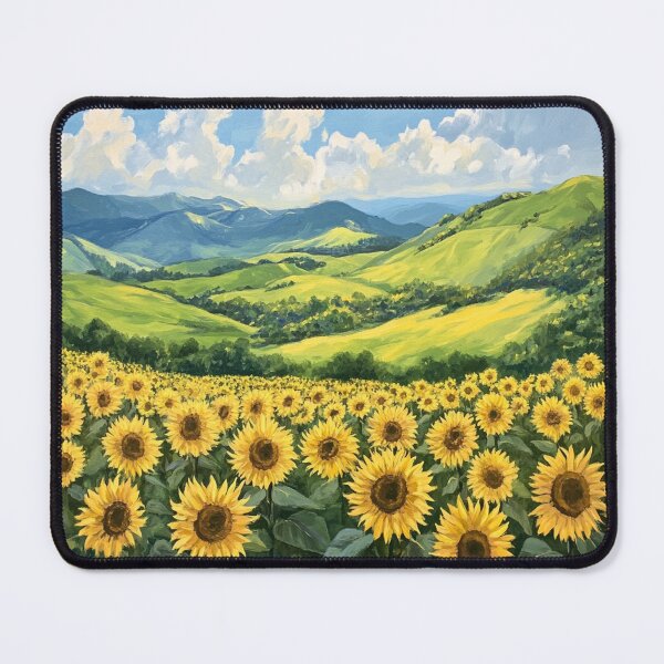 Item preview, Rolling hills full of sunflowers designed and sold by DesertSkyPress.