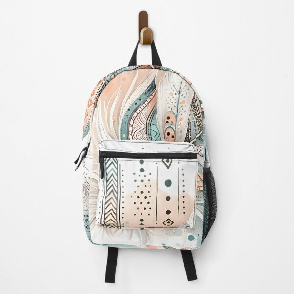 Item preview, Bohemian boho chick feather design in pastel beige and mint green designed and sold by Kathleen Weinert.