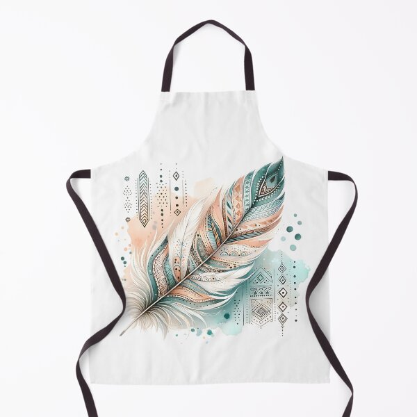 Item preview, Bohemian boho chick feather design in pastel beige and mint green designed and sold by Kathleen Weinert.
