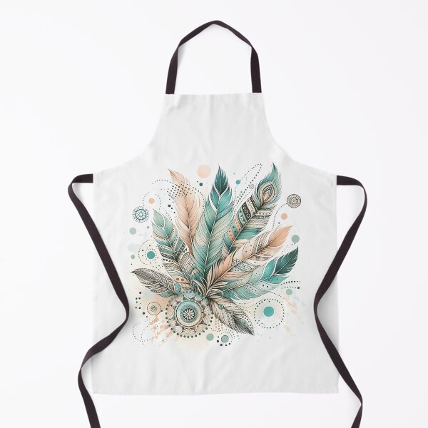 Item preview, Bohemian boho chic feather design in pastel beige and mint green designed and sold by Kathleen Weinert.