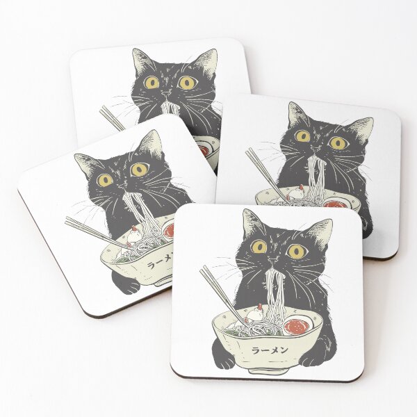 Item preview, Cute Cat Eating Ramen designed and sold by Faissal Thomass.
