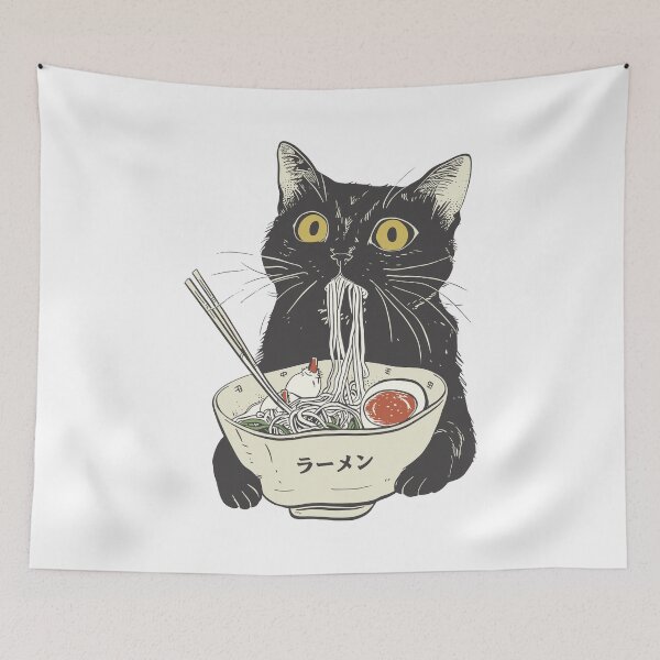 Item preview, Cute Cat Eating Ramen designed and sold by Faissal Thomass.
