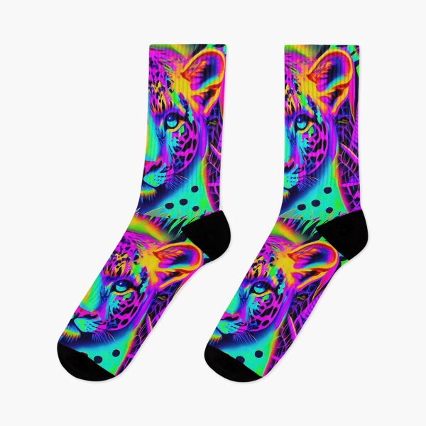 Item preview, Psychedelic Feline cheetah Art - Vibrant Neon Wall Mural, Posters, T-Shirts & Home Decor designed and sold by MiHijoDesign.