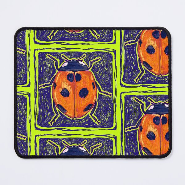Item preview, bright ladybug / chartreuse square illustration designed and sold by Dirt-flavor.