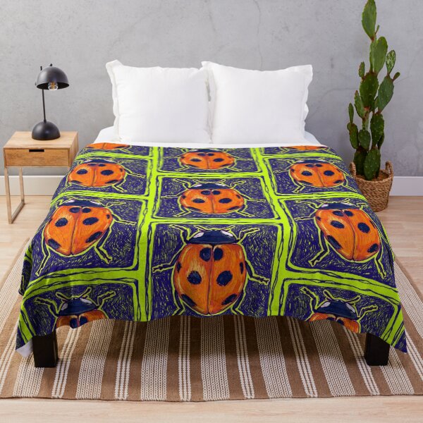 Item preview, bright ladybug / chartreuse square illustration designed and sold by Dirt-flavor.