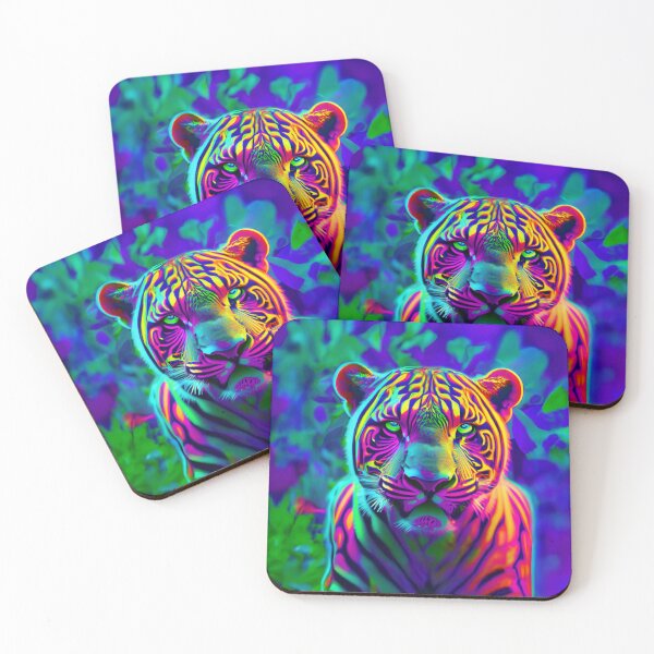 Item preview, Psychedelic Tiger Art - Vibrant Neon Wall Mural, Posters, T-Shirts & Home Decor designed and sold by MiHijoDesign.
