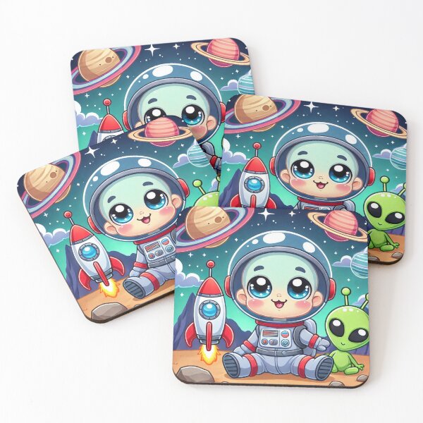 Item preview, Cute Happy Baby Astronaut with Pet Alien designed and sold by WyckedLynn.