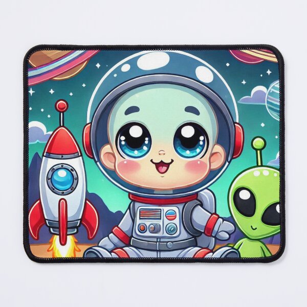 Item preview, Cute Happy Baby Astronaut with Pet Alien designed and sold by WyckedLynn.