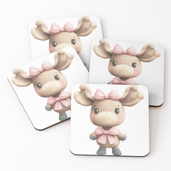 Item preview, Adorable Pink-Bowed Moose Kansai-Style Christmas Amigurumi Art designed and sold by AnnDesignStudio.