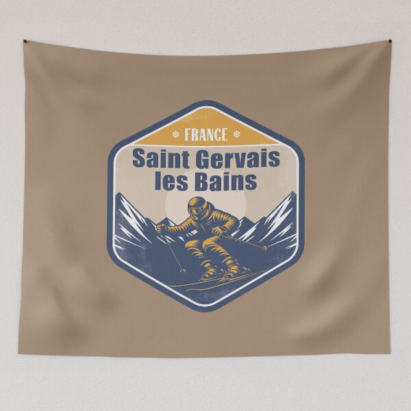 Item preview, Saint-Gervais-les-Bains France Winter Skiing Design designed and sold by CynthiaGraphics.