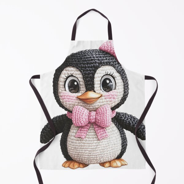 Item preview, Adorable Kawaii Baby Penguin with Pink Bow – Perfect Christmas Amigurumi-Style Digital Art designed and sold by AnnDesignStudio.