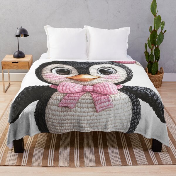 Item preview, Adorable Kawaii Baby Penguin with Pink Bow – Perfect Christmas Amigurumi-Style Digital Art designed and sold by AnnDesignStudio.