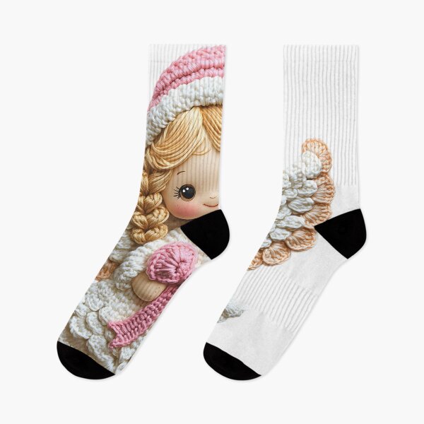 Item preview, Kawaii Christmas Angel Crochet Design - Cute Pink Bow, Pastel Colors & Smilecore Aestheticrumi-Style Digital Art designed and sold by AnnDesignStudio.