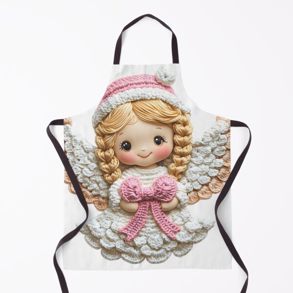Item preview, Kawaii Christmas Angel Crochet Design - Cute Pink Bow, Pastel Colors & Smilecore Aestheticrumi-Style Digital Art designed and sold by AnnDesignStudio.