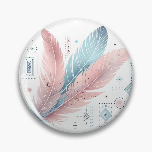Item preview, Bohemian boho chick feather design in pastel pink and blue designed and sold by Kathleen Weinert.