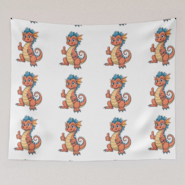 Item preview, Orange Dragon Thumbs Up Art Print: Motivational Fantasy  designed and sold by Shabby Script Archive | Digital Designer .