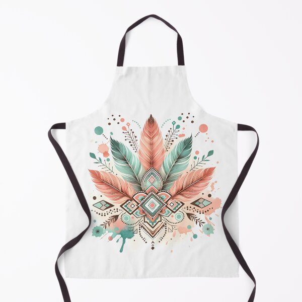 Item preview, Bohemian boho chick feather design in pastel orange and mint green designed and sold by Kathleen Weinert.
