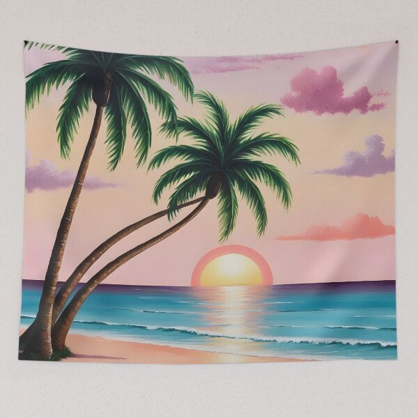 Item preview, two palm trees on the beach sand 4 designed and sold by AA-designstore.