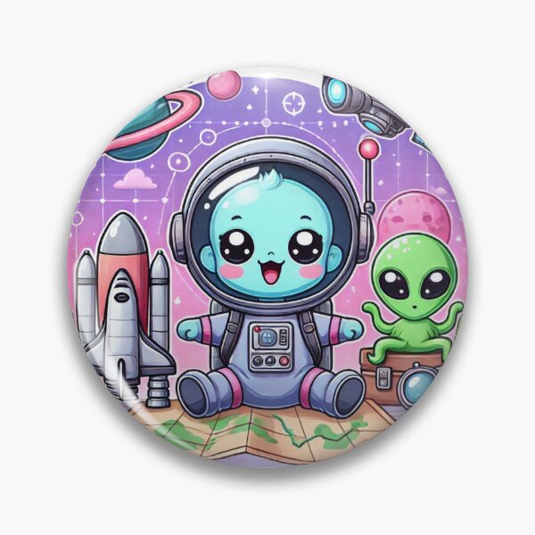 Item preview, Cute Happy Baby Astronaut with Pet Alien and a Map designed and sold by WyckedLynn.