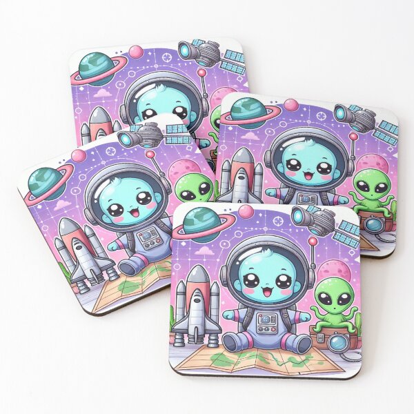 Item preview, Cute Happy Baby Astronaut with Pet Alien and a Map designed and sold by WyckedLynn.