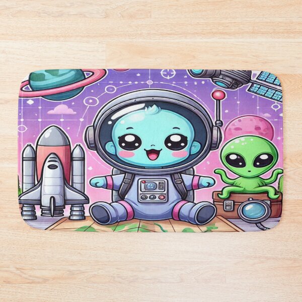Item preview, Cute Happy Baby Astronaut with Pet Alien and a Map designed and sold by WyckedLynn.