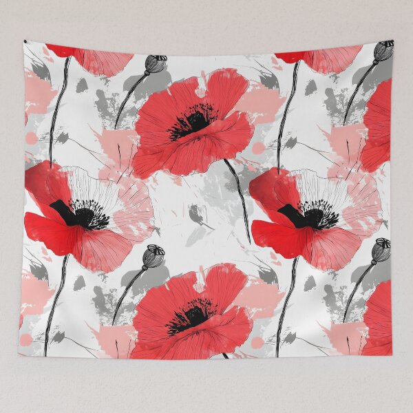 Artikelvorschau, Rotes Mohnblumen Pattern Aquarell Design entworfen und verkauft von Kathleen Weinert.