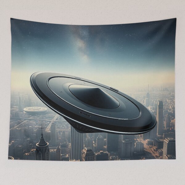 Item preview, Black UFO Above City designed and sold by Marcicev-Bojan.