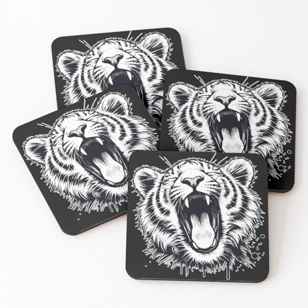 Item preview, Yawning Tiger Cute Monochromatic designed and sold by TomFrontierArt.