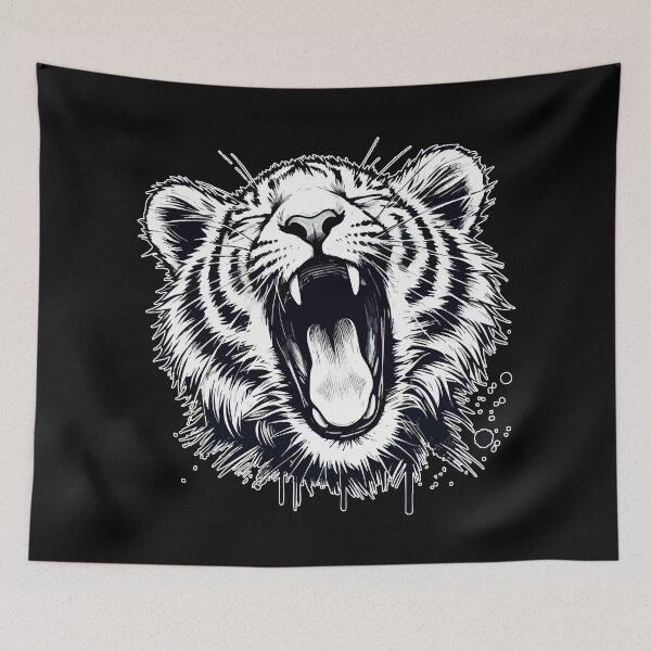 Item preview, Yawning Tiger Cute Monochromatic designed and sold by TomFrontierArt.