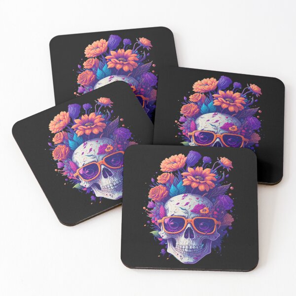 Item preview, Colorful Floral Skull Art - Day of the Dead Sugar Skull with Flowers - Gothic Skeleton Mexican Holiday Design designed and sold by DrawHandArt.