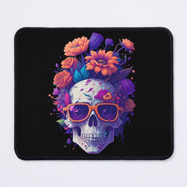 Item preview, Colorful Floral Skull Art - Day of the Dead Sugar Skull with Flowers - Gothic Skeleton Mexican Holiday Design designed and sold by DrawHandArt.