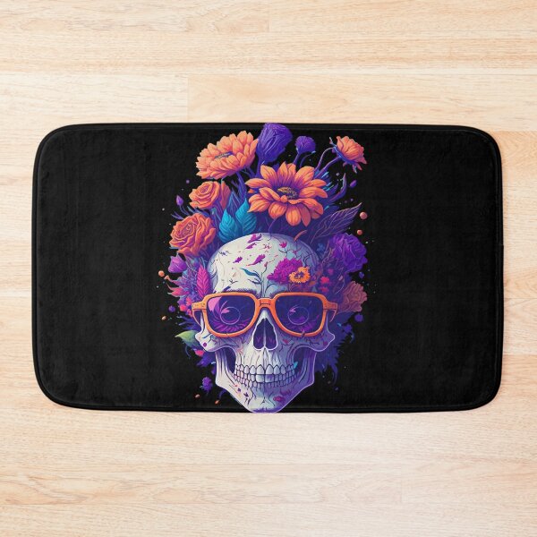 Item preview, Colorful Floral Skull Art - Day of the Dead Sugar Skull with Flowers - Gothic Skeleton Mexican Holiday Design designed and sold by DrawHandArt.