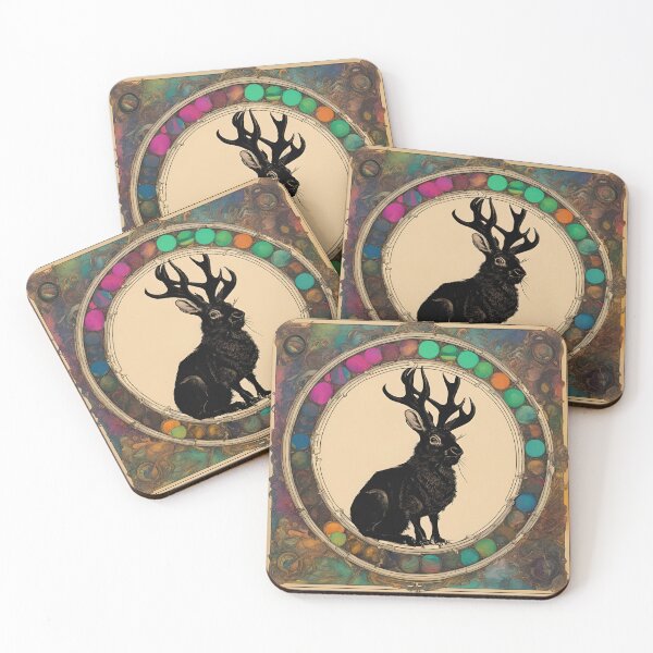Item preview, Black Jackalope in Technicolor designed and sold by HabitableMoons.