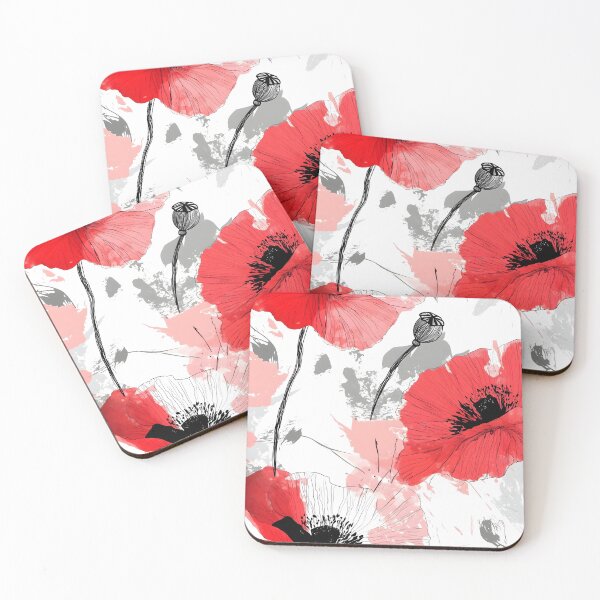 Artikelvorschau, Rotes Mohnblumen Pattern Aquarell Design entworfen und verkauft von Kathleen Weinert.