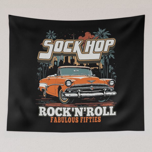 Item preview, 1950s Classic Car Retro Rock 'n' Roll Poster – Fabulous Fifties Vintage Illustration designed and sold by DrawHandArt.