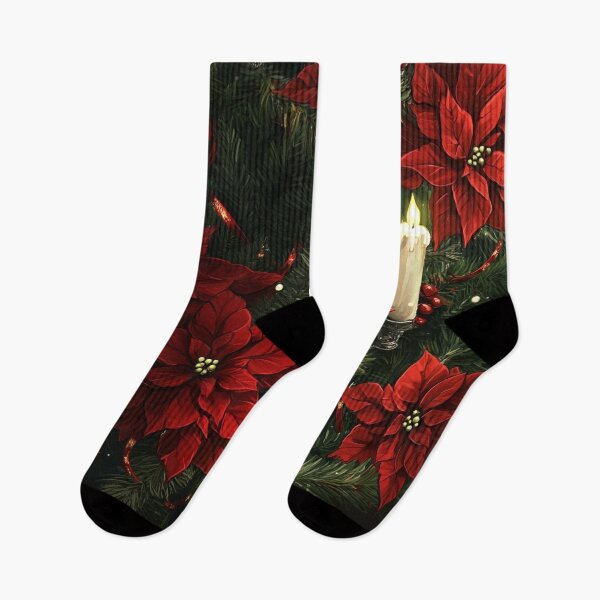 Item preview, festive holiday poinsettia candle print designed and sold by dcrc.