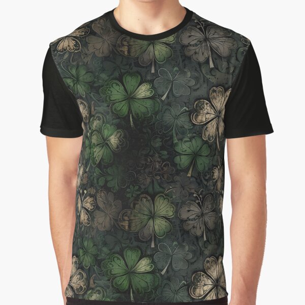 Distressed St. Patrick's Day Shamrock Pattern Graphic T-Shirt