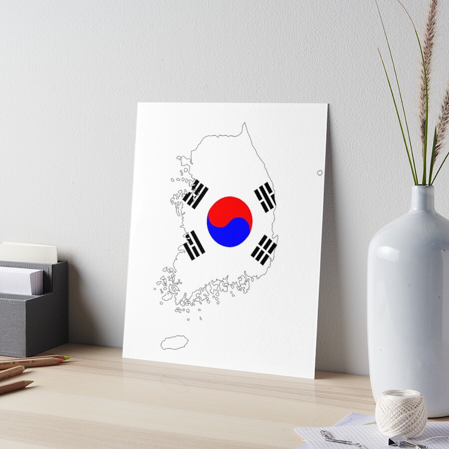 south korea flag map Art Board Print for Sale by tony4urban