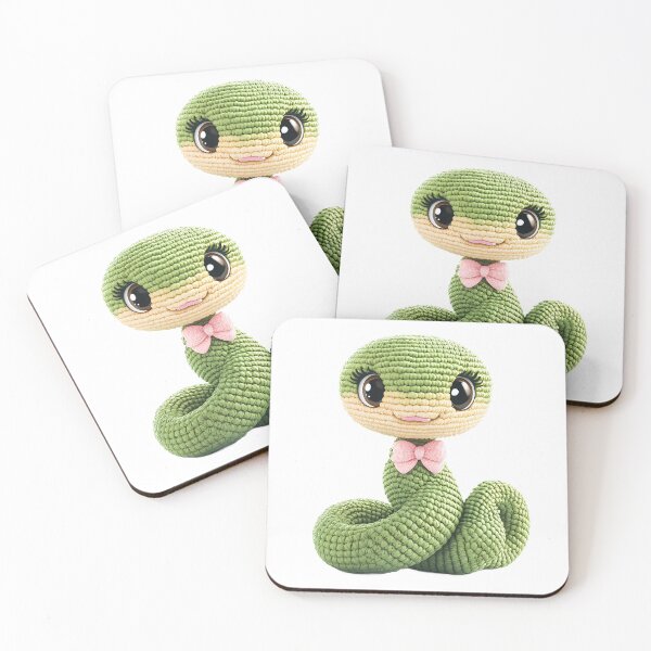 Item preview, Amigurumi-Style Cute Green Snake with Pink Bow Tie Adorable Christmas Gift Design designed and sold by AnnDesignStudio.