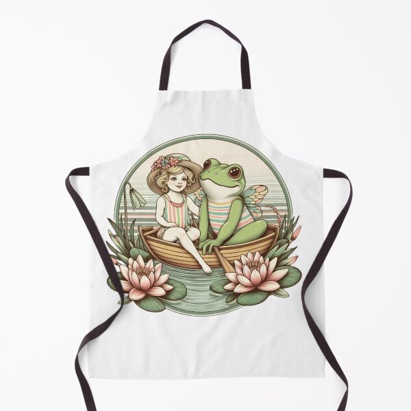 Item preview, Frogcore lovely art deco style illustration, a little fairy girl is boating with a cute frog designed and sold by coloursforkids.