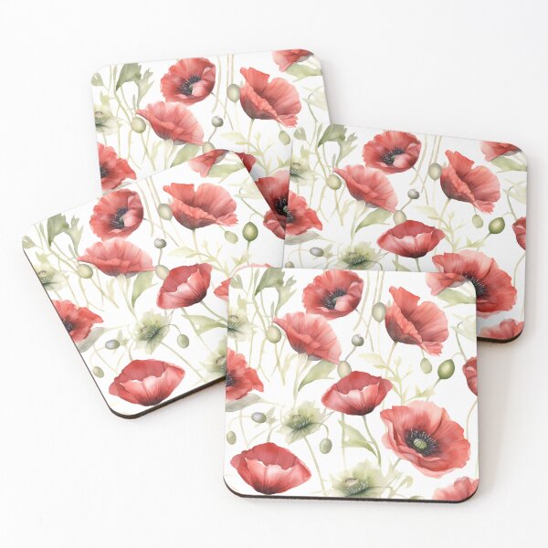 Artikelvorschau, Rotes Mohnblumen Pattern Aquarell Design entworfen und verkauft von Kathleen Weinert.