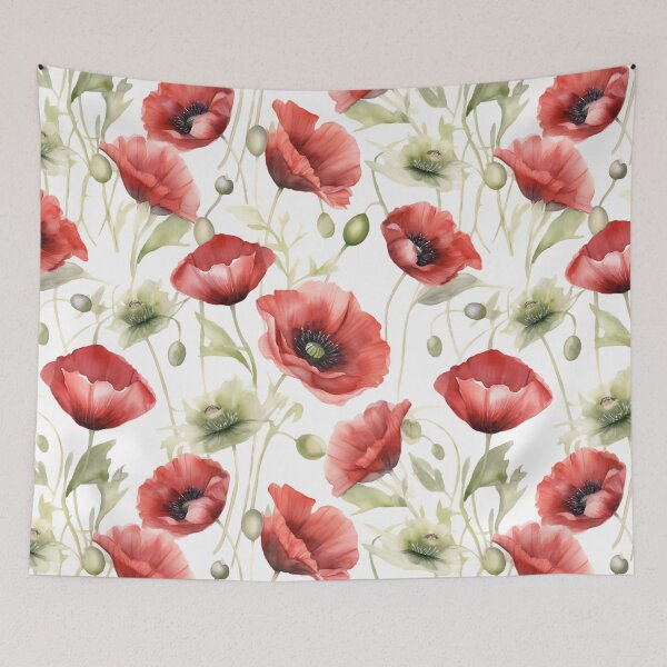 Artikelvorschau, Rotes Mohnblumen Pattern Aquarell Design entworfen und verkauft von Kathleen Weinert.