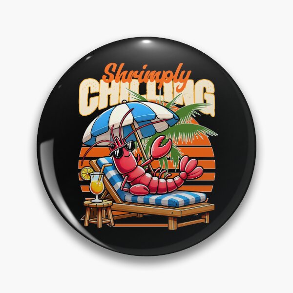 Item preview, SHRIMPLY CHILLING - A FUNNY SHRIMP RELAXING ON A SUNBED ON THE BEACH UNDER THE PALMS AT THE SUNSET designed and sold by justyna-s28.