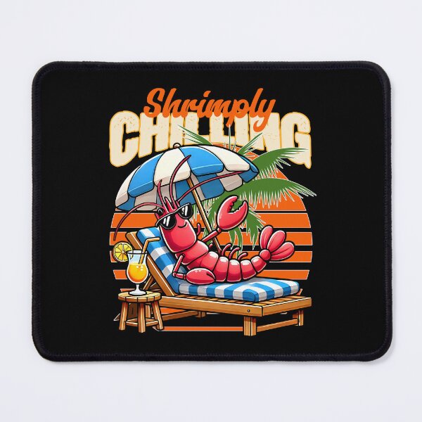 Item preview, SHRIMPLY CHILLING - A FUNNY SHRIMP RELAXING ON A SUNBED ON THE BEACH UNDER THE PALMS AT THE SUNSET designed and sold by justyna-s28.