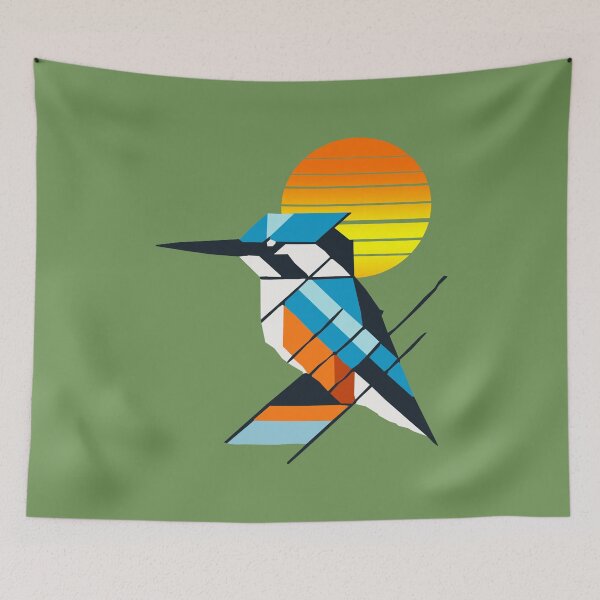 Item preview, Minimalist Geometric Kingfisher designed and sold by 2Blue-Dots.