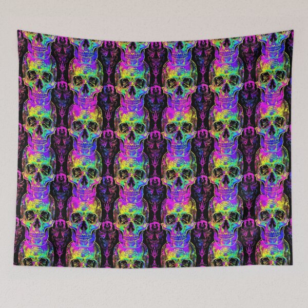 Item preview, Neon Rainbow Trippy Skull designed and sold by ajollycreation.