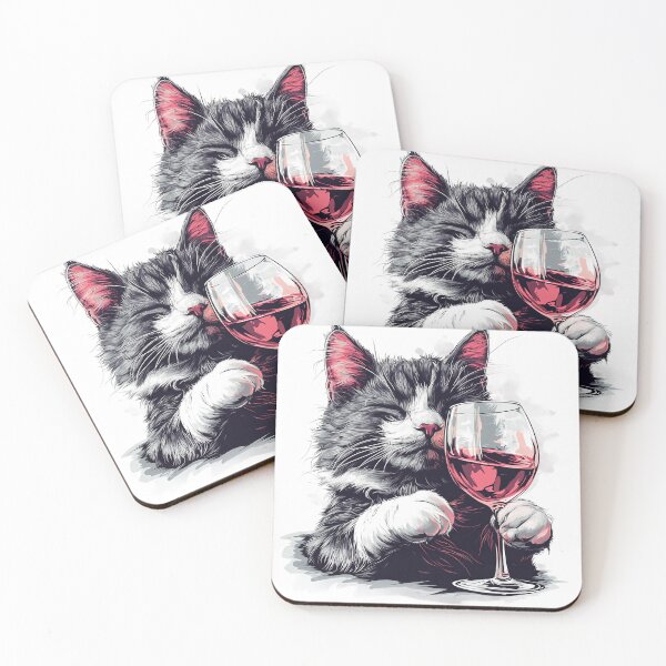 Item preview, Sophisticated Cat with Wine: Fun and Stylish Art designed and sold by ArtfullyJua.