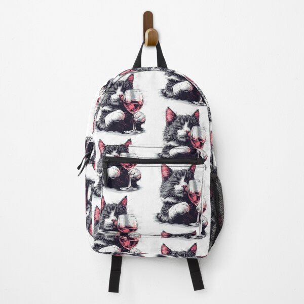Item preview, Sophisticated Cat with Wine: Fun and Stylish Art designed and sold by ArtfullyJua.