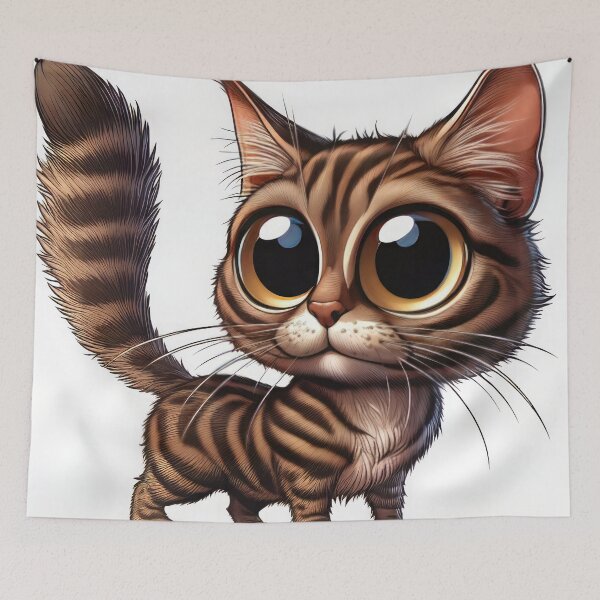Item preview, Brown Tabby Cat Cartoon Drawing designed and sold by CattyCornerPOD.
