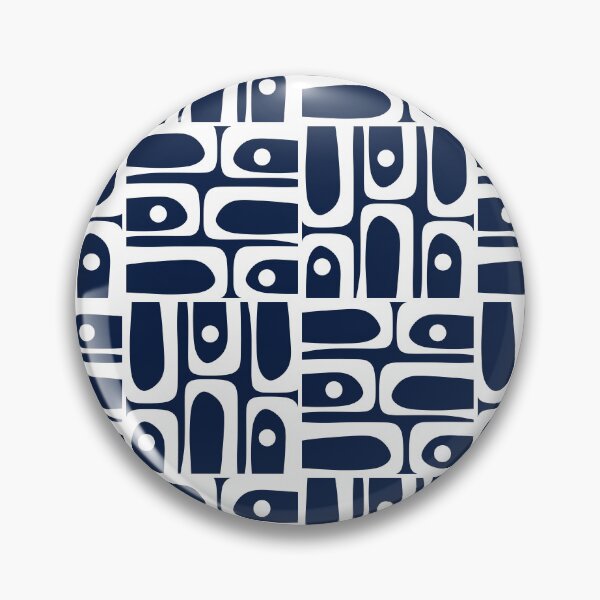 Item preview, Mid Century Modern Piquet Abstract Multi Geometric Pattern in Nautical Navy Blue and White designed and sold by kierkegaard.